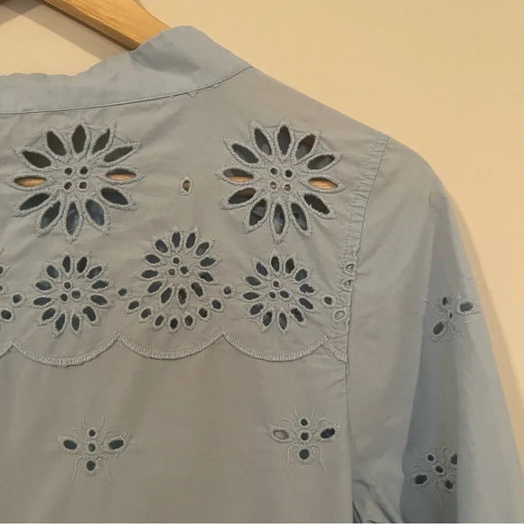 J. CREW Funnelneck Cotton Scalloped Edge Embroidered Tunic Shirt - Picture 11 of 13